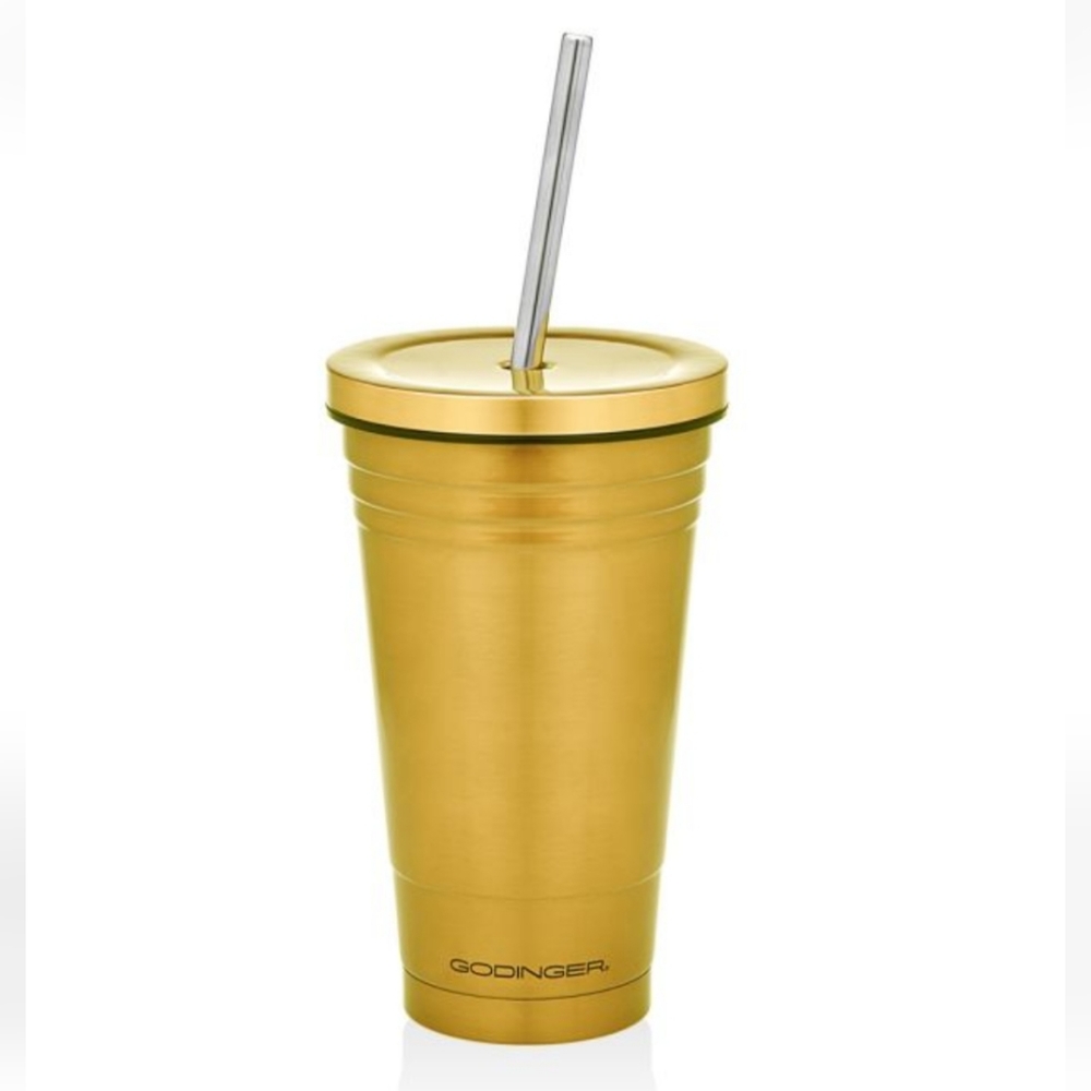 Stainless steel Gold Cup with Straw